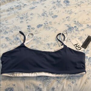 Gold Hinge Navy & White Bralette